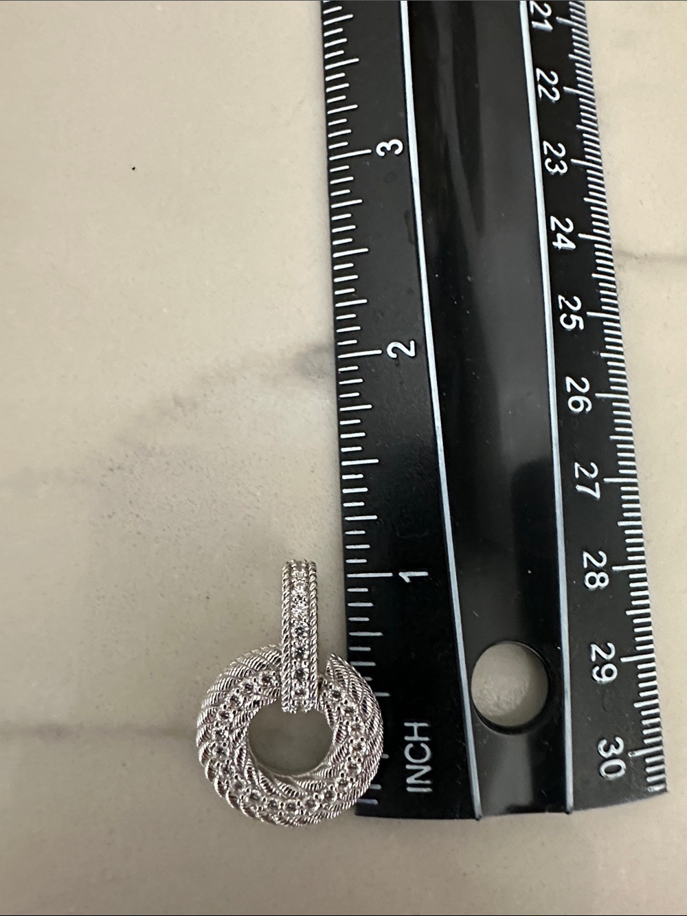 Judith Ripka Sterling Silver Textured Circle Pendant - Picture 9 of 10